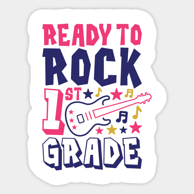 Rocking 1st Grade Funny Kids School Rock Back to School Sticker by ThreadSupreme